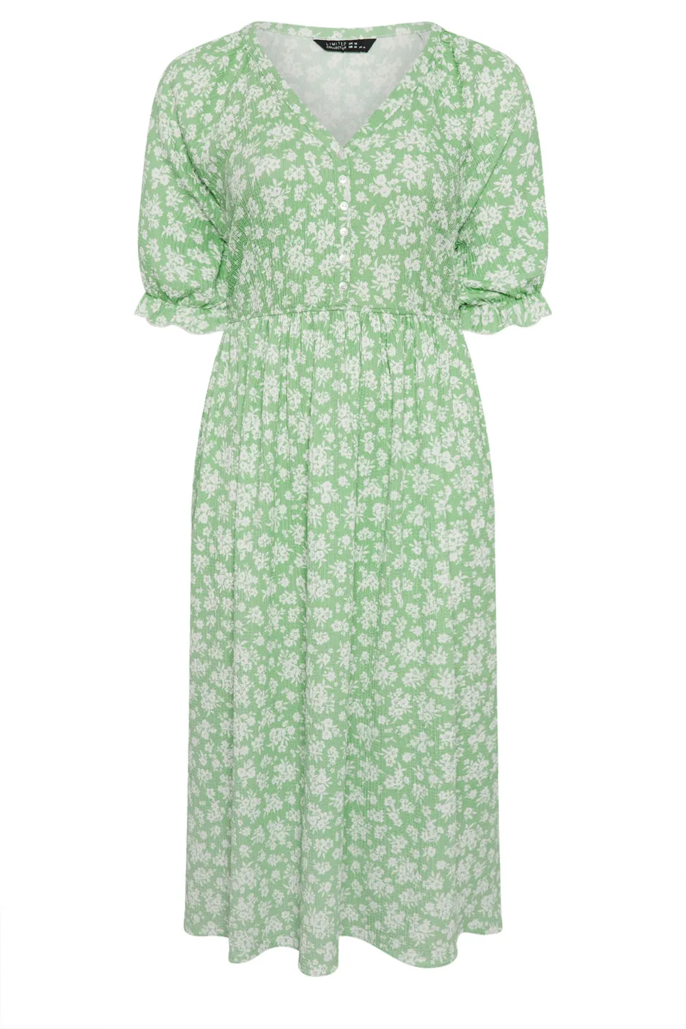 YOURS Curve White Vintage Floral Textured Midaxi Dress