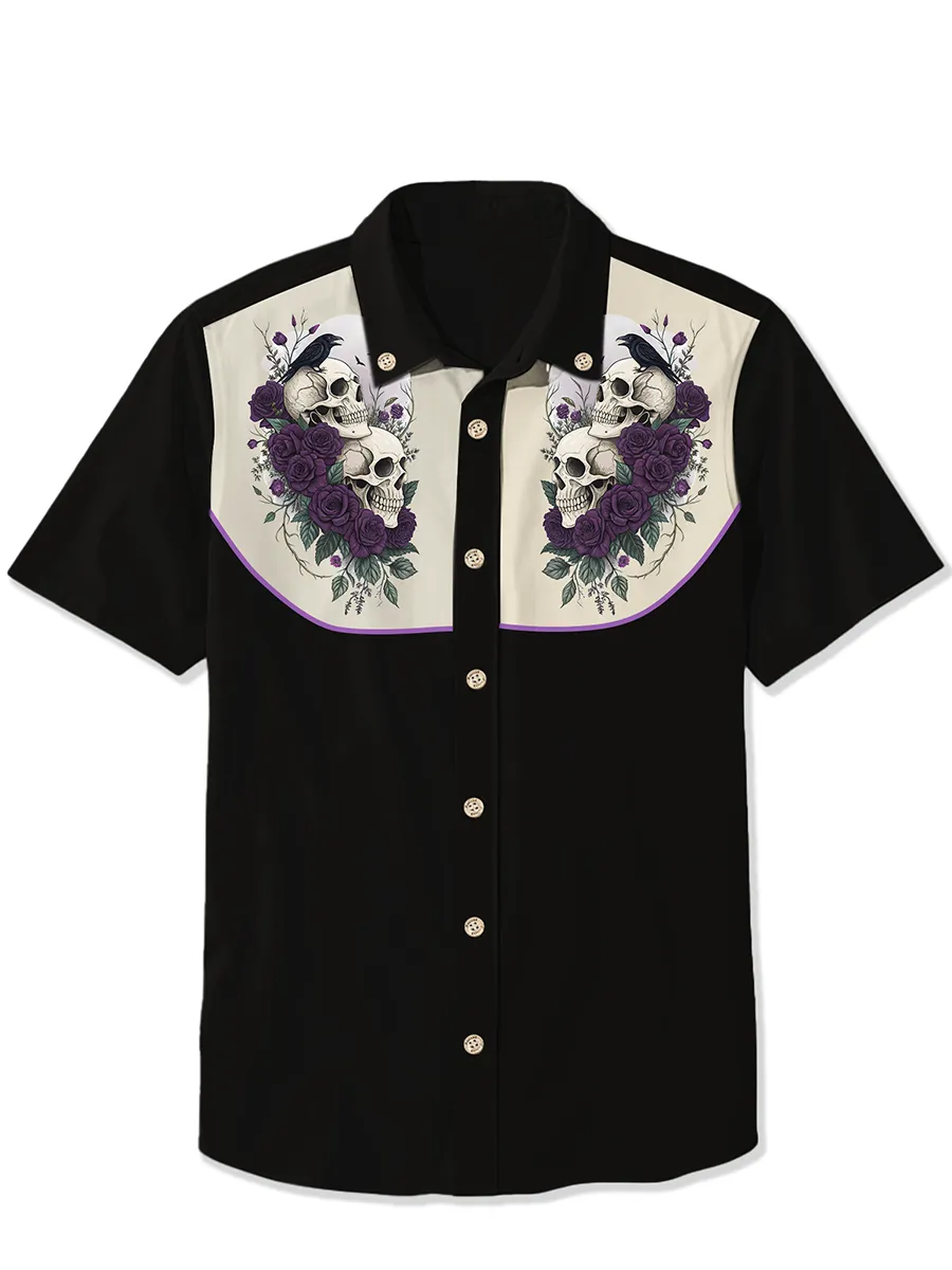 Skull And Purple Blue  Shirt