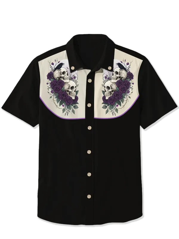 Skull And Purple Blue  Shirt