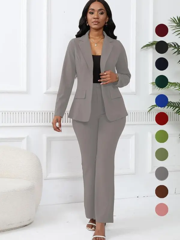 Women's Two-Piece Blazer & Suit Pants - Elegant Business Casual
