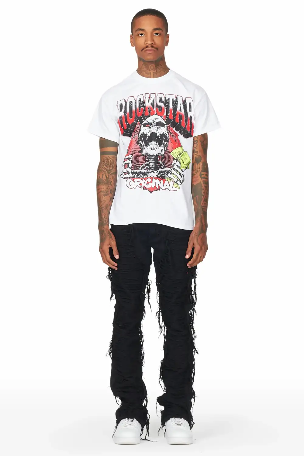 Conrad Jet Black Stacked Flare Jean