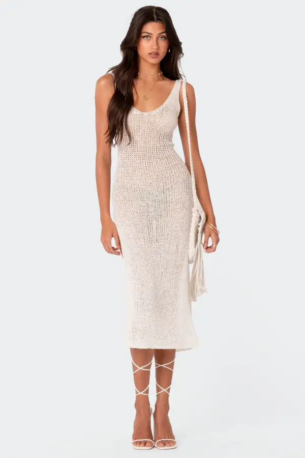 Nevea Open-Back Knitted Midi Dress