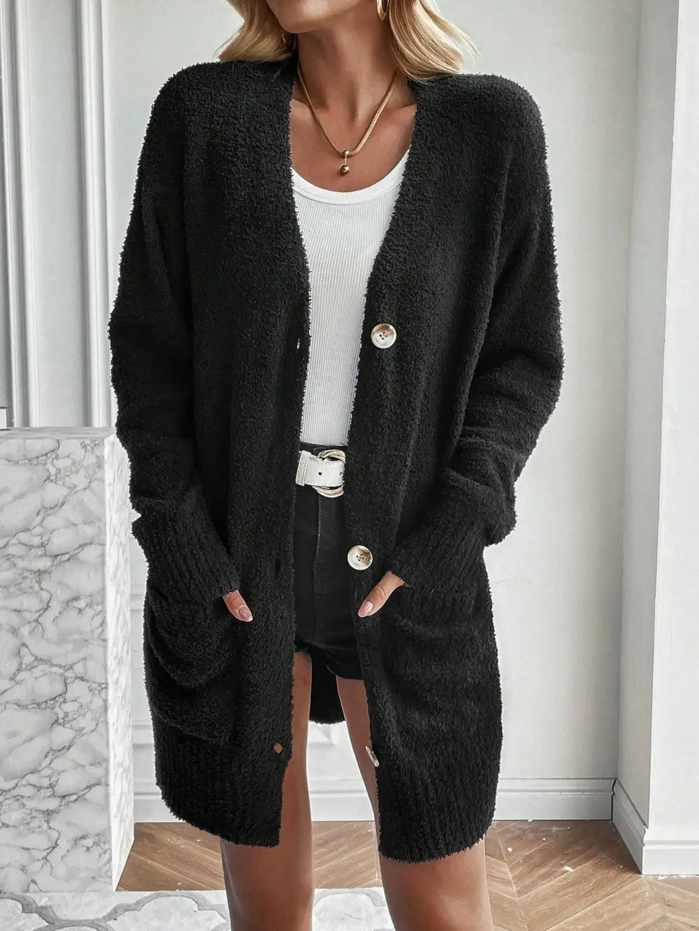 Solid Raglan Sleeve Open Front Cardigan