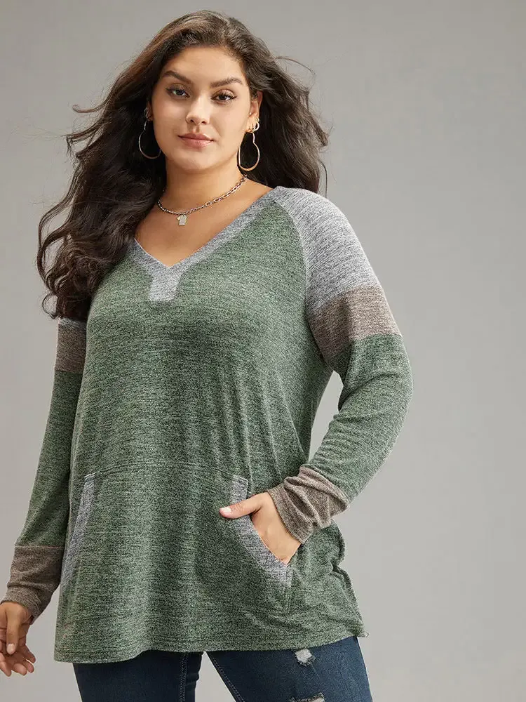 Contrast Pocket Raglan Sleeve T-Shirt