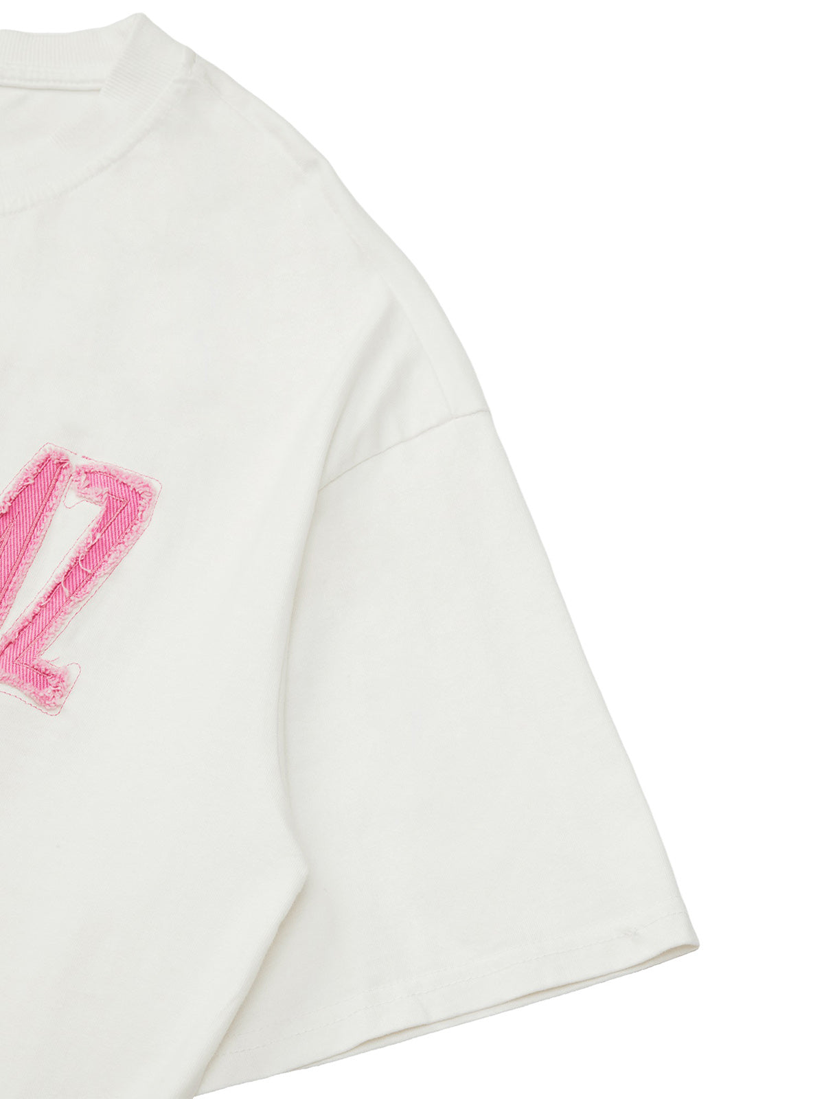 Pink Letter Applique Street Rap T-shirt - 2145