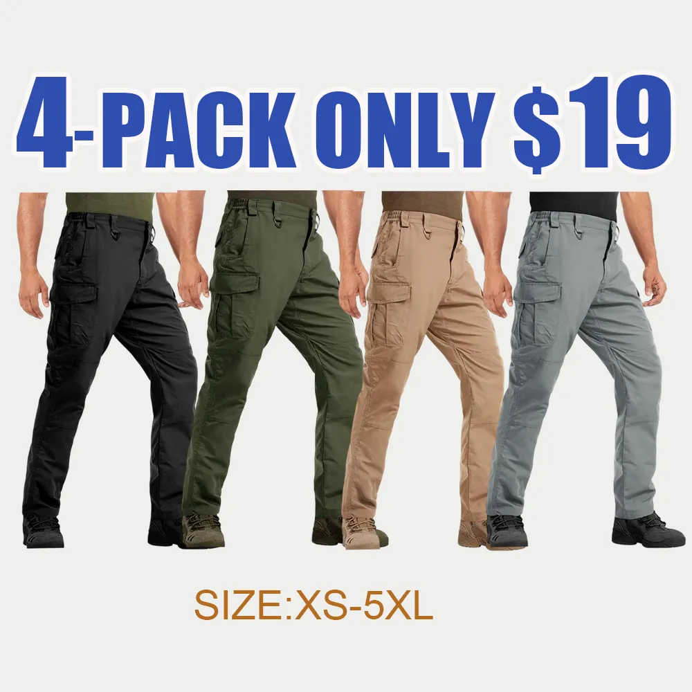 Men's Tactical Cargo Pants – 9 Pockets, Ripstop, Water-Repellent