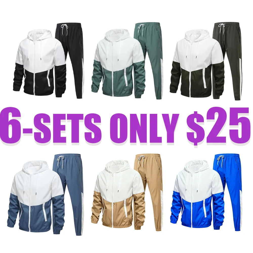 Men’s Colorblock Hoodie & Jogger Set – Casual Tracksuit