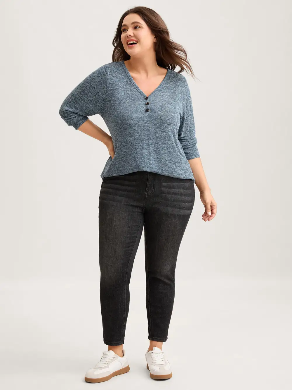 Heather Button Up Long Sleeve T-shirt