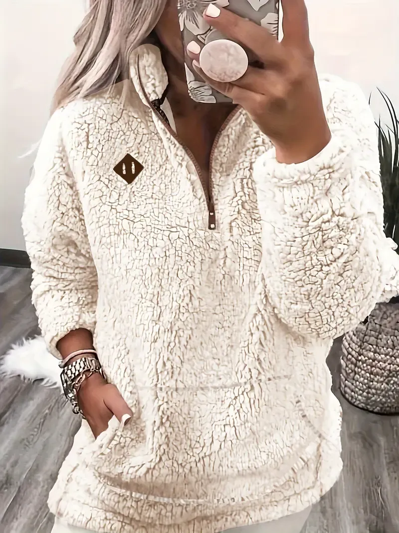 Women'S Shearling Fleece Zippered Sweatshirt