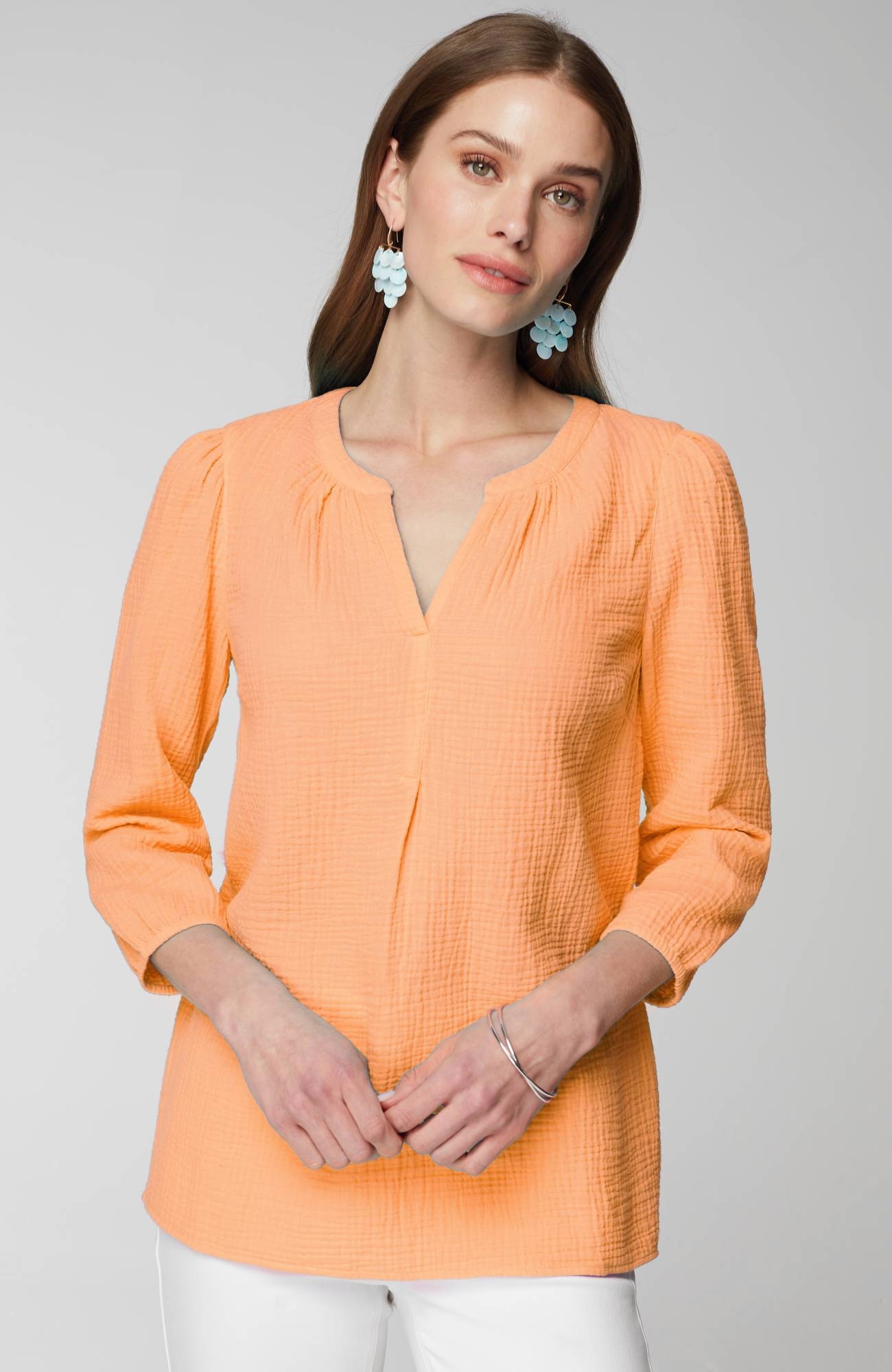 Cotton-Gauze Popover Top