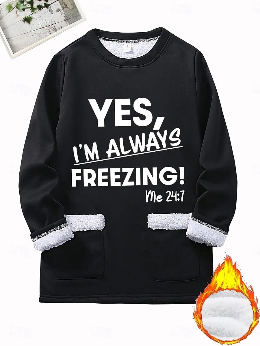 Women's Pullover Sweatshirt Pullover Graphic Letter Warm Fashion Casual Long Sleeve Crew Neck Round Neck Long Tops Street Dailywear Pocket Print Black Dark Pink Blue Gray Fall Winter