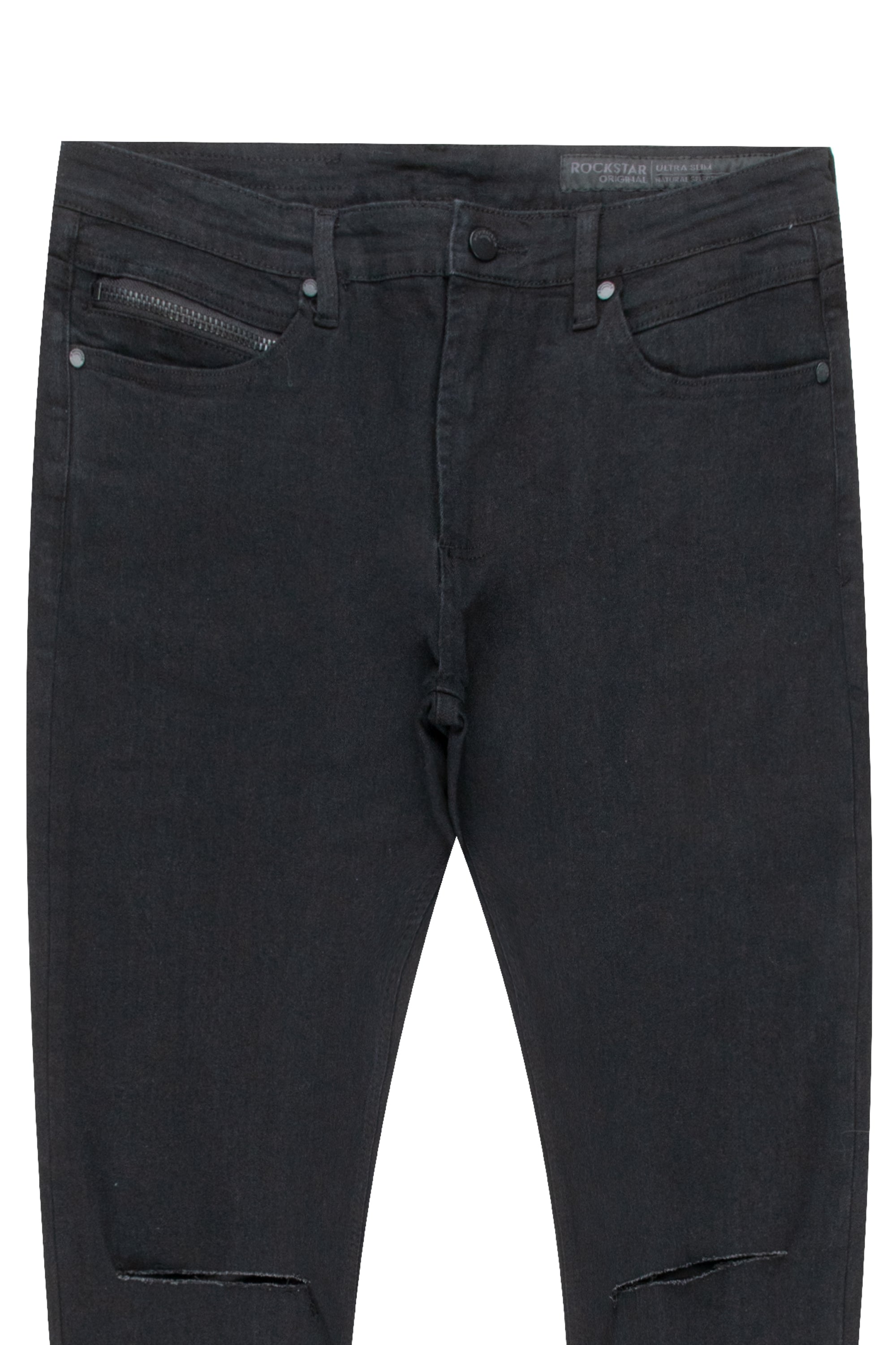 Oscar Black Knee Slit 5 Pocket Jean Straight Fit