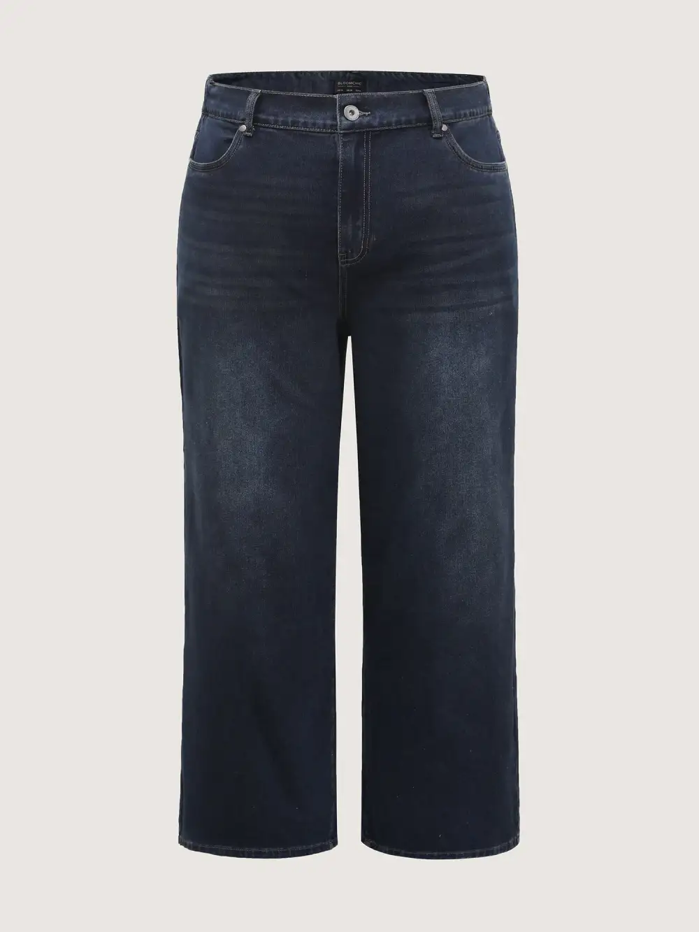 Stretchy Waist Retro Wash Wide-Leg Jeans