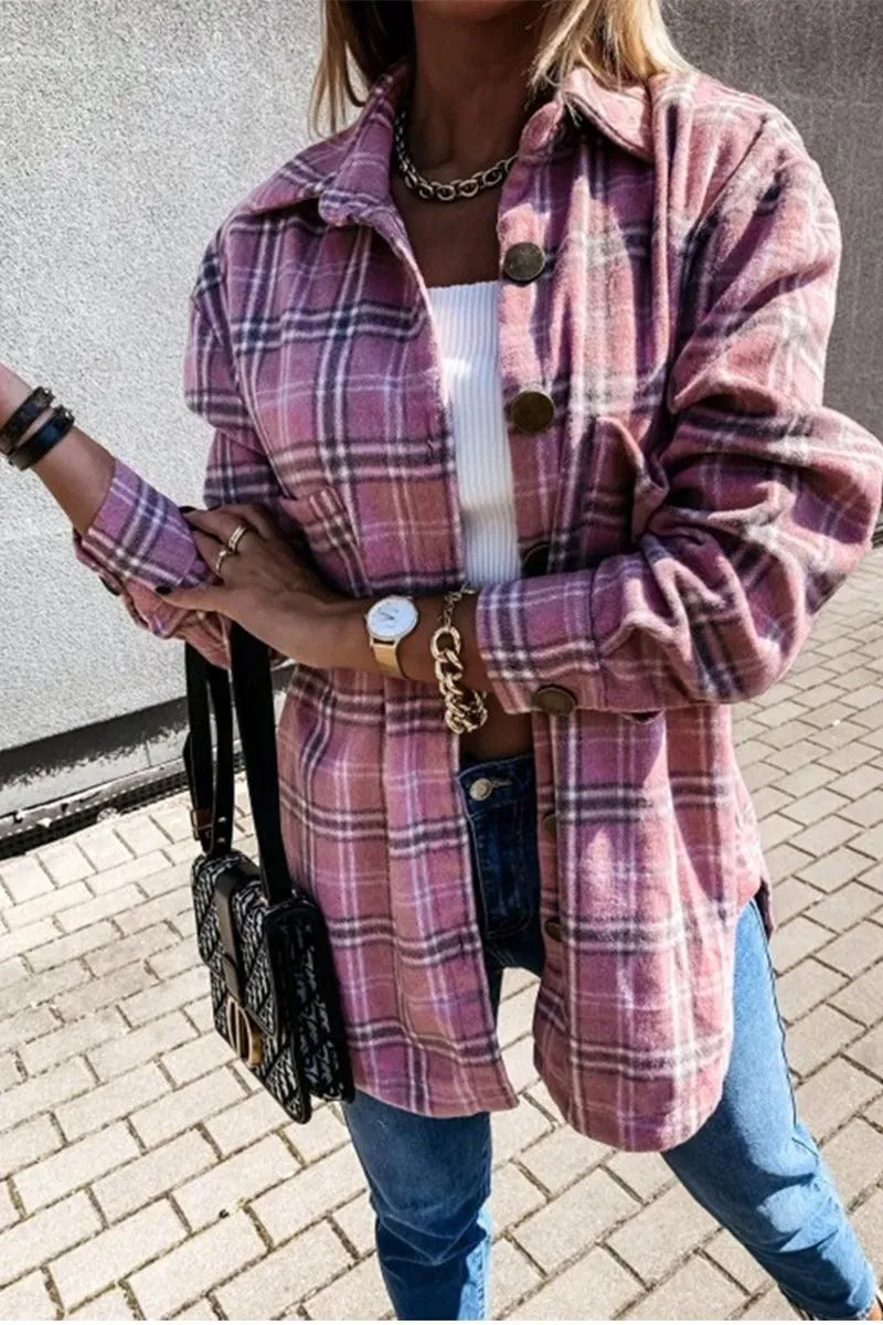 LOOSE FIT PLAID BIG BUTTONED JACKET