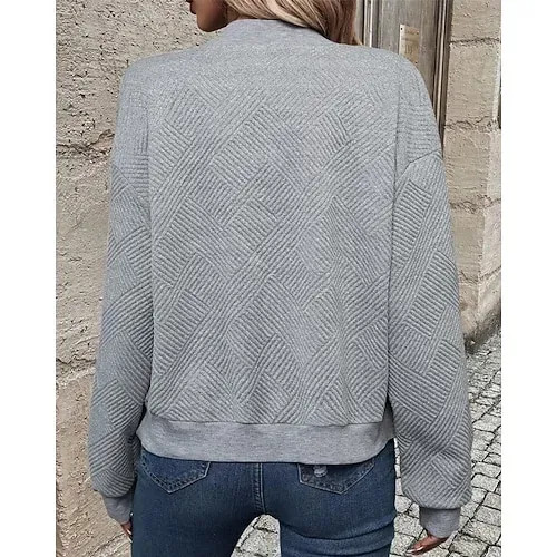 Women's Texture Sweatshirt Waffle Sweatshirt  Pullover Hoodie Sweatshirt Plain Streetwear Casual Long Sleeve Hooded Regular Tops Street Holiday Going out Buttons Black White Pink Wine Fall Winter