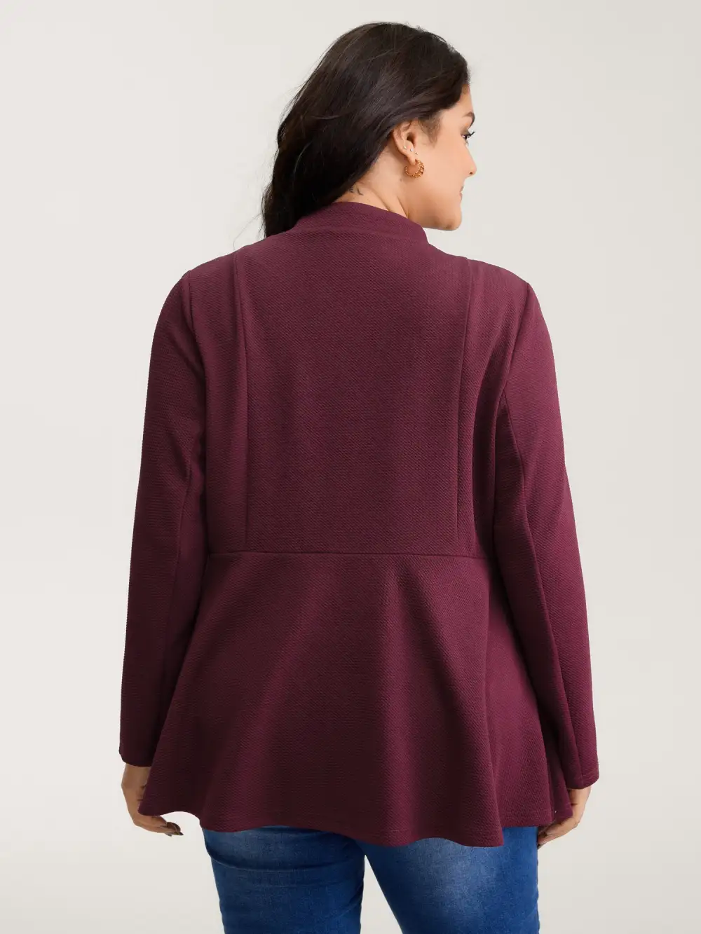 Textured Button Detail Pockets Jacket