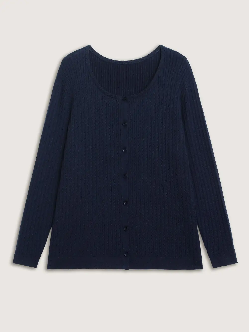 Supersoft Cable Knit Button Solid Cardigan