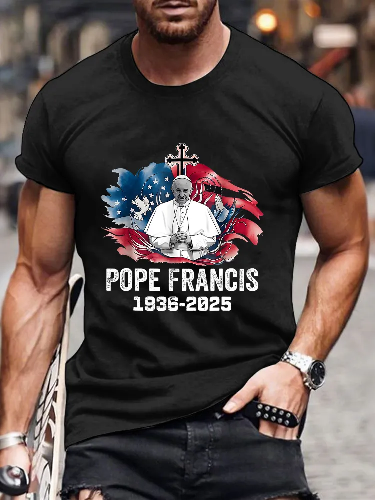 Men's Rest In Peace 1936-2025 Print Short Sleeve Round Neck Cotton T-Shirt