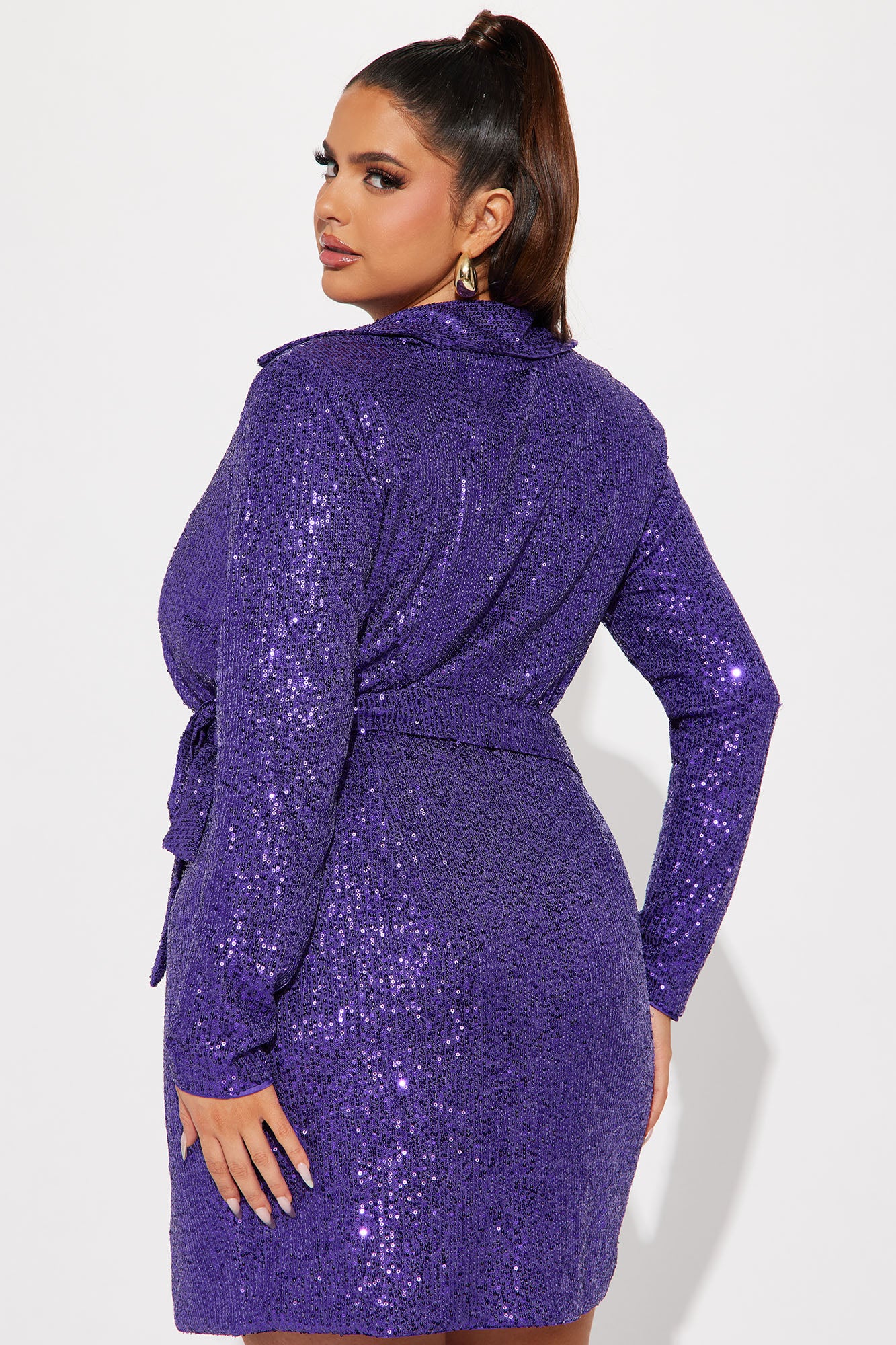 Felicia Wrap Sequin Mini Dress - Purple