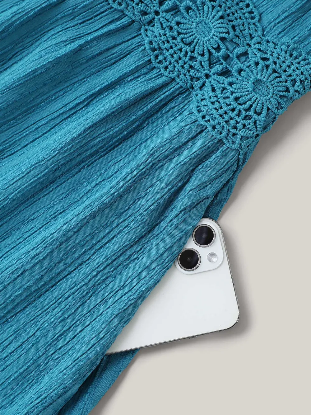 Scalloped Lace Surplice Ruffled Midi Dress