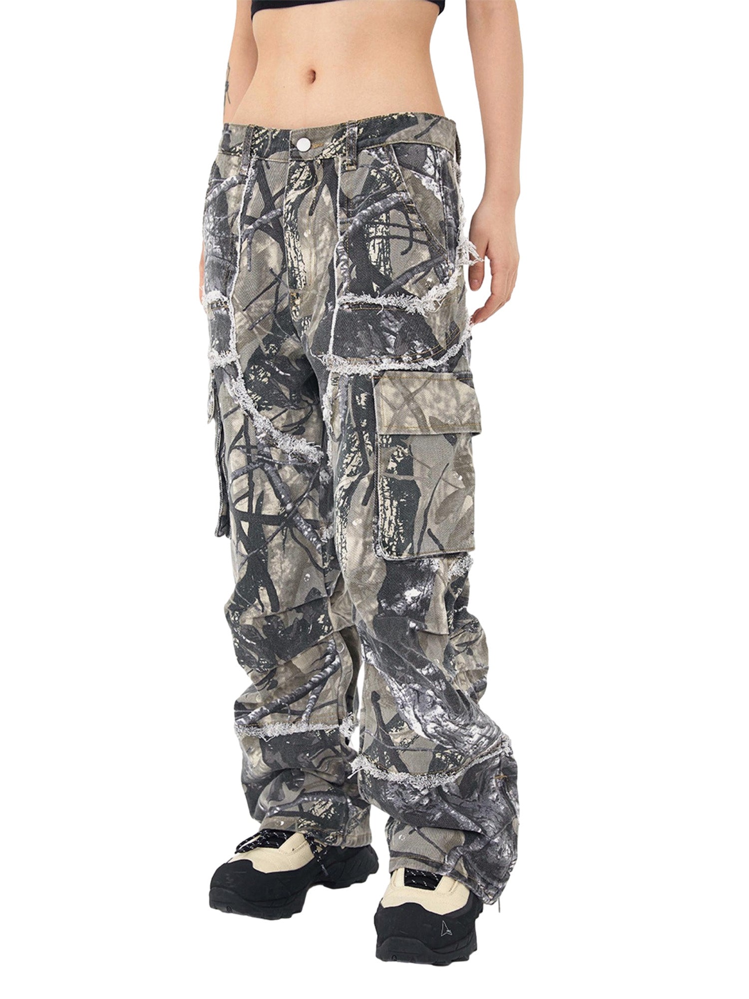 Camouflage Leaf Straight Leg Pants- 1870