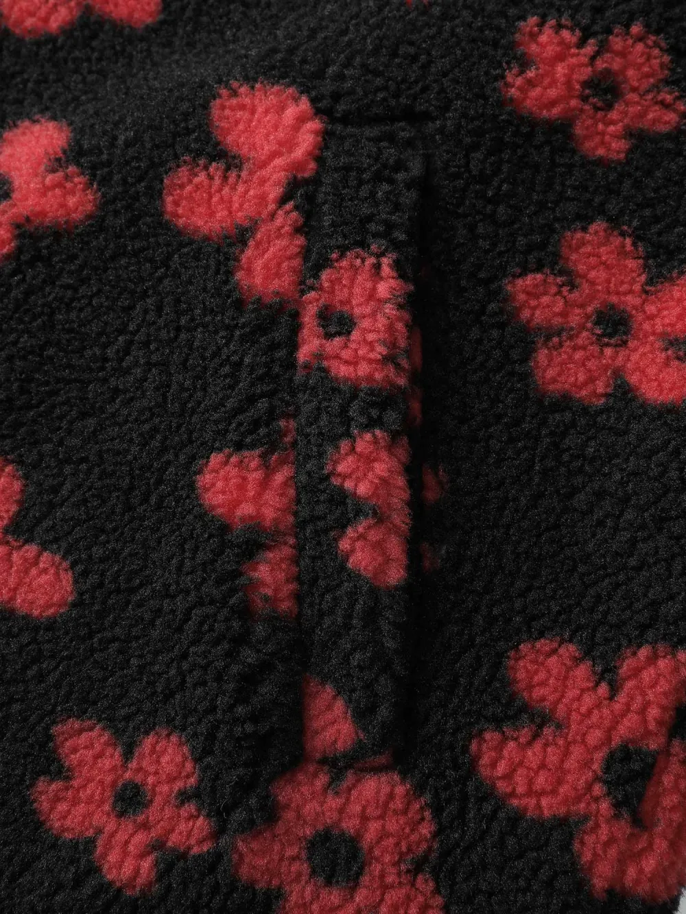 Jacquard Plush Floral Zipper Jacket