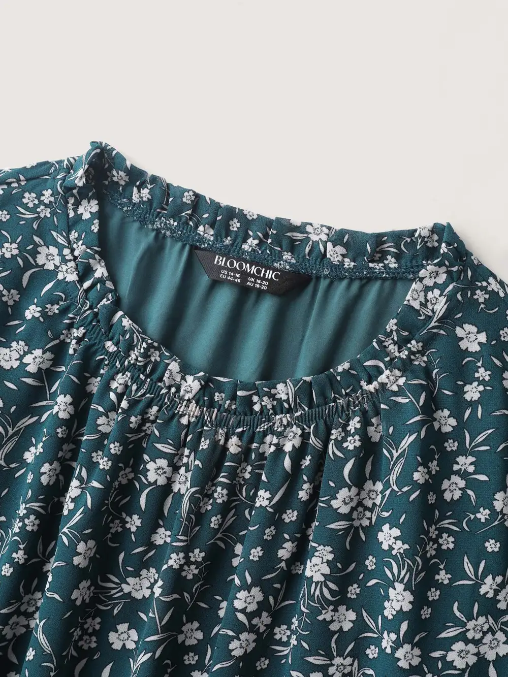 Monochromatic Floral Stretchy Waist Midi Dress