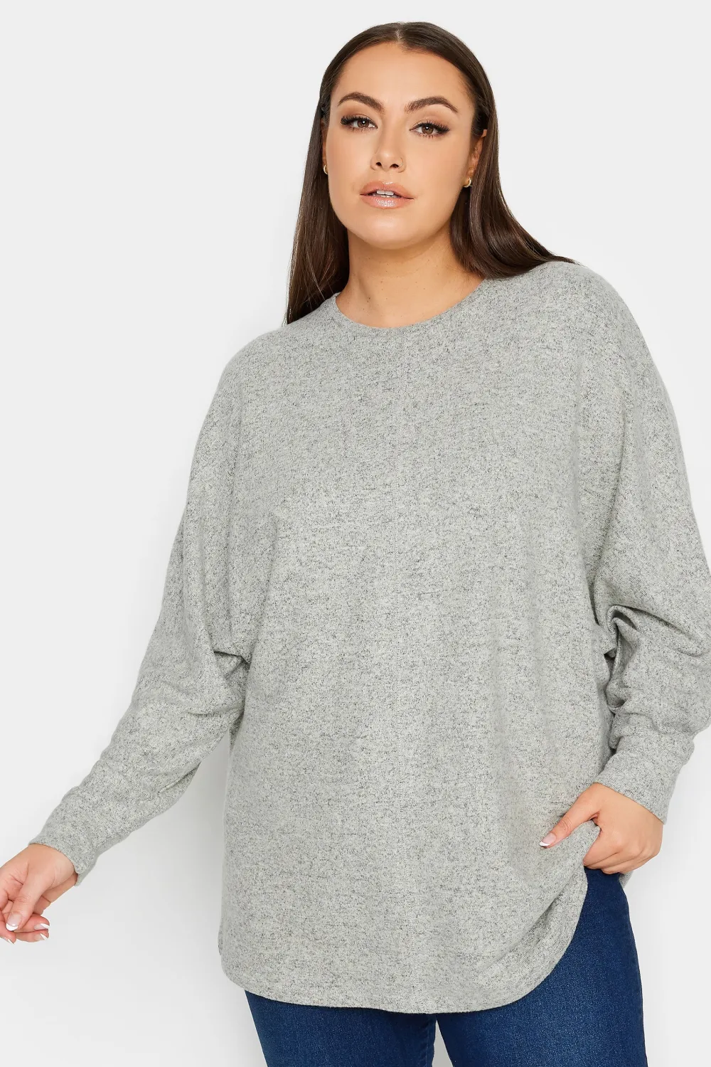 YOURS LUXURY Curve Grey Front Seam Detail Jumper