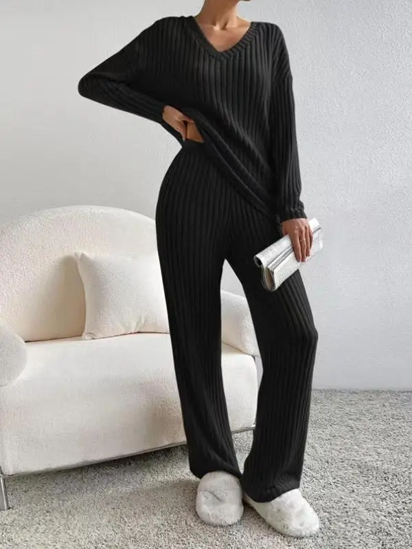 Women's Solid Drop Shoulder Pocket Lounge Set