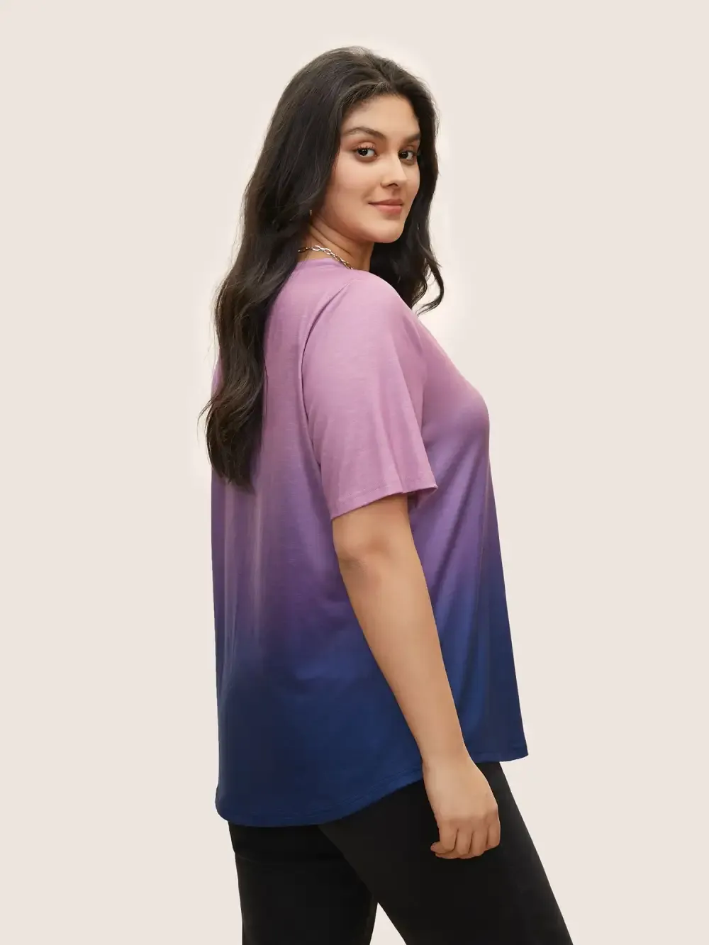Ombre Contrast Patched Pocket T-Shirt