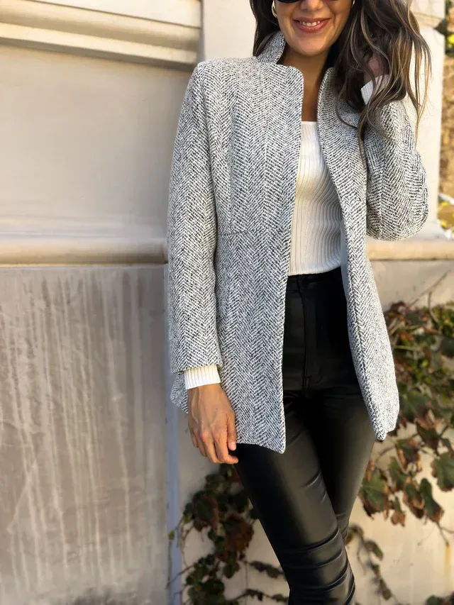 Women's Solid Color Pocket Long Sleeve Open Front Coat