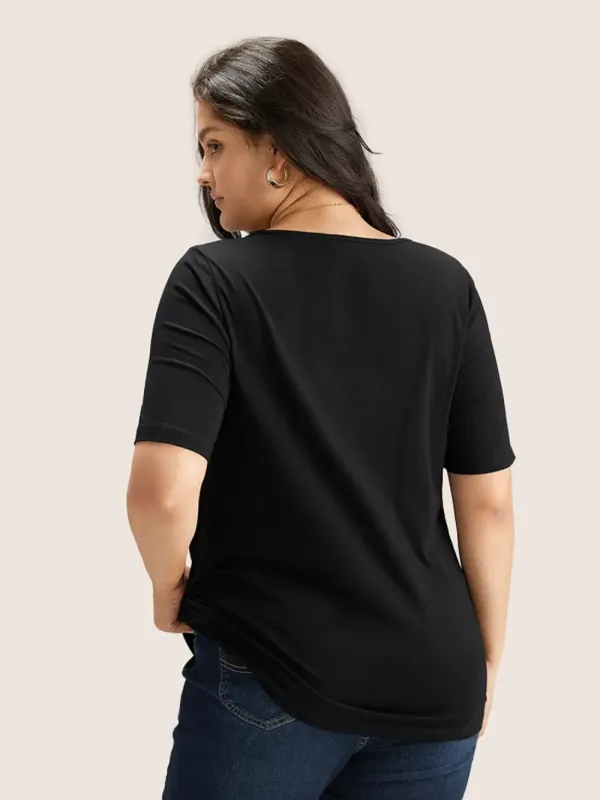 Cotton V Neck Plain Basic T-Shirt