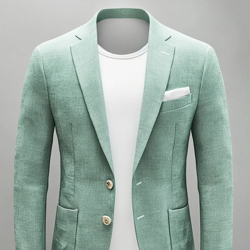 Men's Solid Two Button Patch Pocket Notched Lapel Blazer