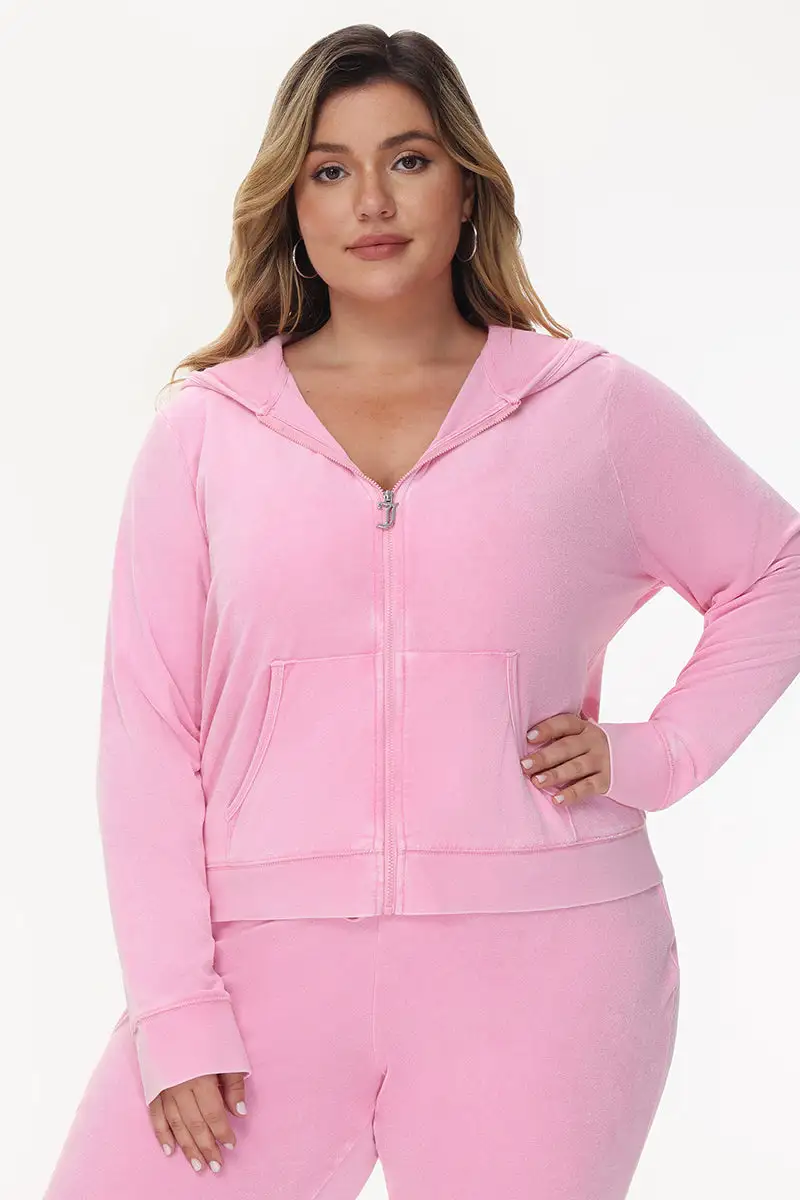 Plus-Size Big Bling Towel Terry Zip Hoodie