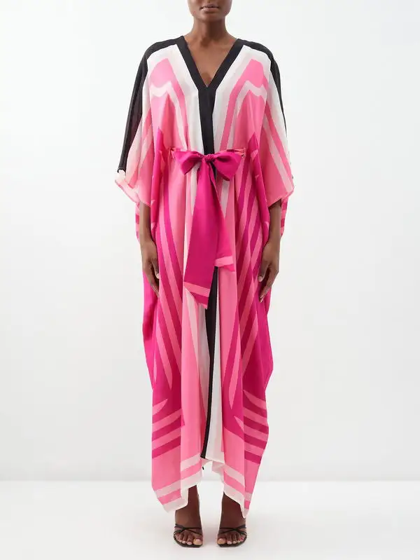 MIDI Silk Crepe Kaftan by Coco Bella – Free Size, Luxe Style