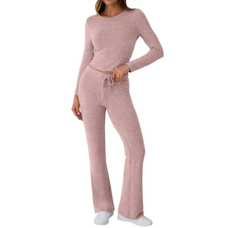 Women's Foldover Flare Leggings & Crop Top Set