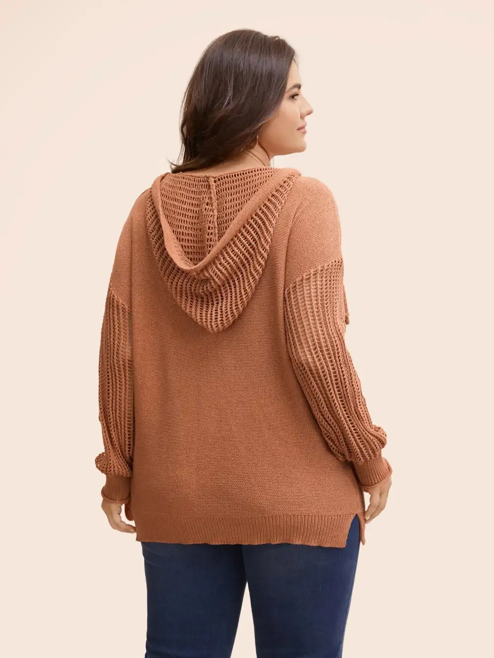 Hooded Drawstring Cut Out Pocket Pullover