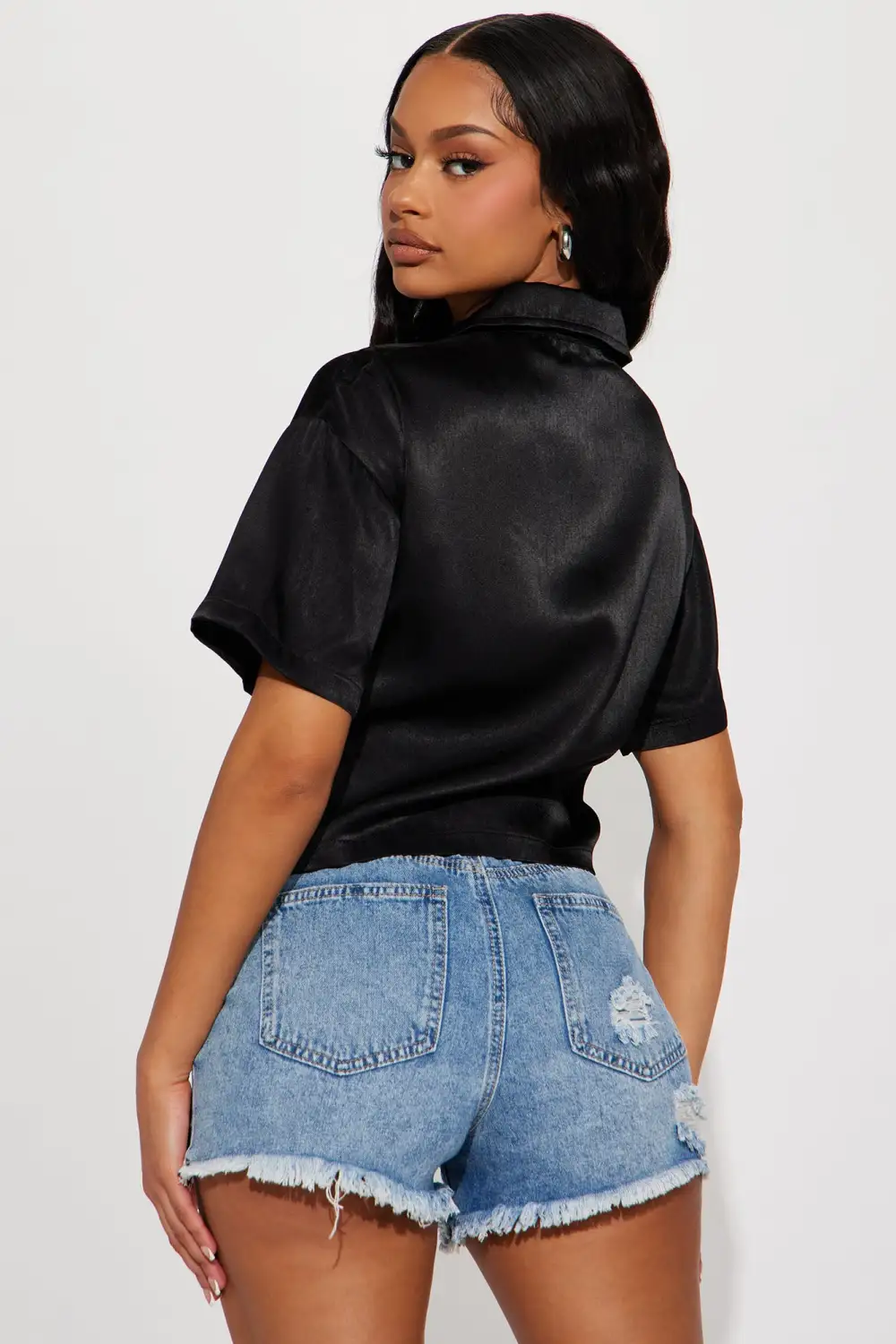 Bronte Satin Shirt - Black