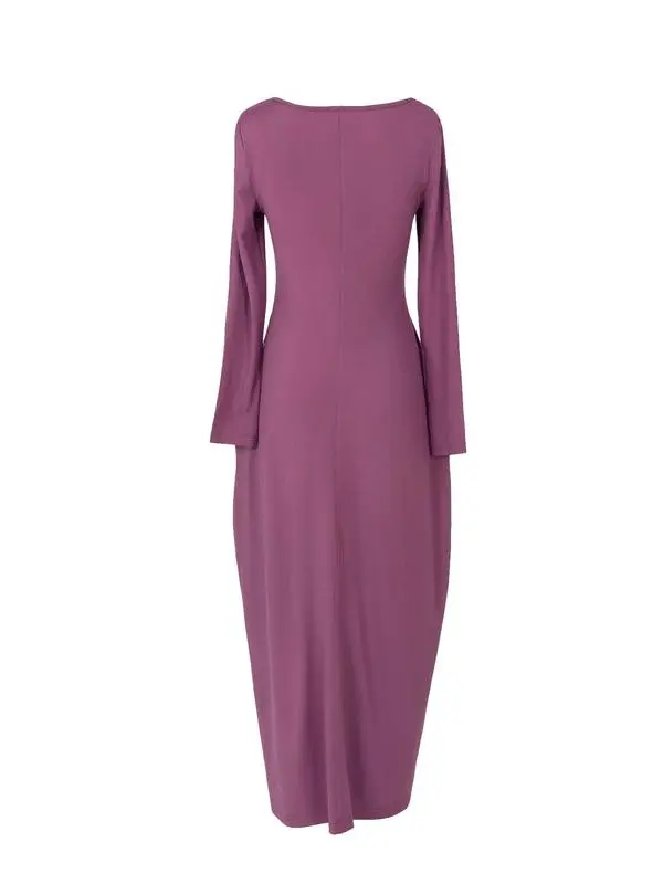 Women's Solid Color Pocket Lounge Dress, Casual Comfy Long Sleeve Dress for Daily Wear, Ladies Sleepwear Loungewear for All Seasons