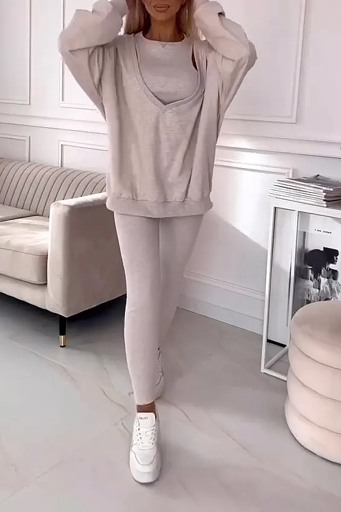 Women's Solid Color Tank Top Pants 3-Piece Set Pants