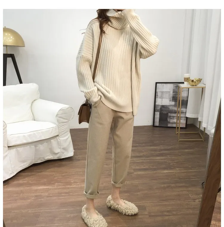 Turtleneck Lazy Pit Strip Retro Sweater
