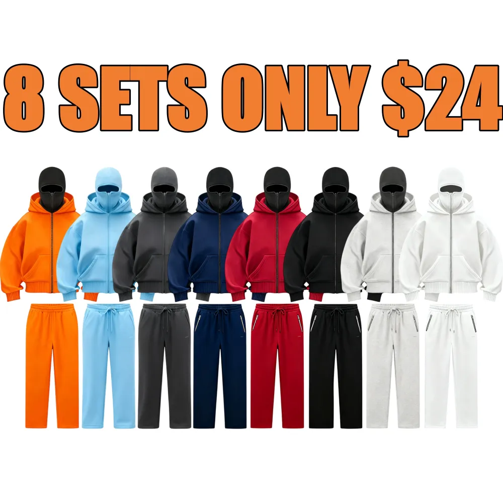 Zip Up Fashion Double Layer Hoodie Hip Hop Outerwear Sets