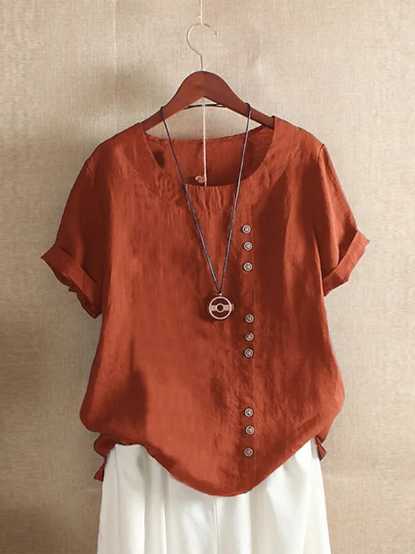 Women's Shirt Linen Shirt Linen Casual Daily Weekend Patchwork