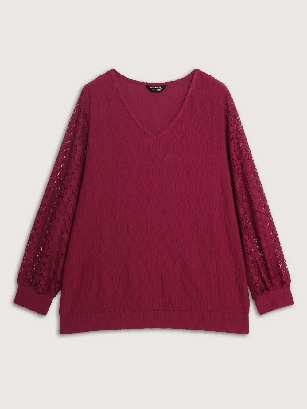 Sheer Textured Sleeve Stretchy Knit Top