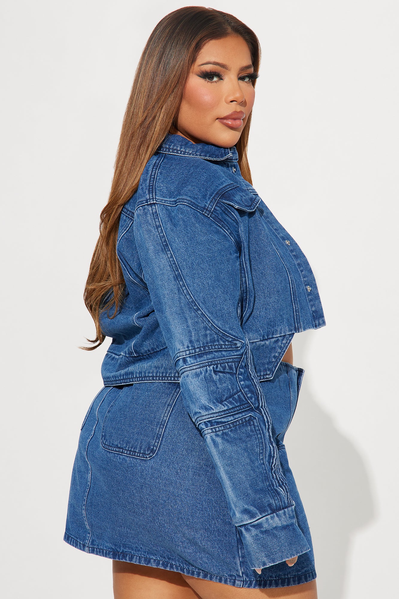 Sweet Escape Denim Skirt Set - Medium Wash