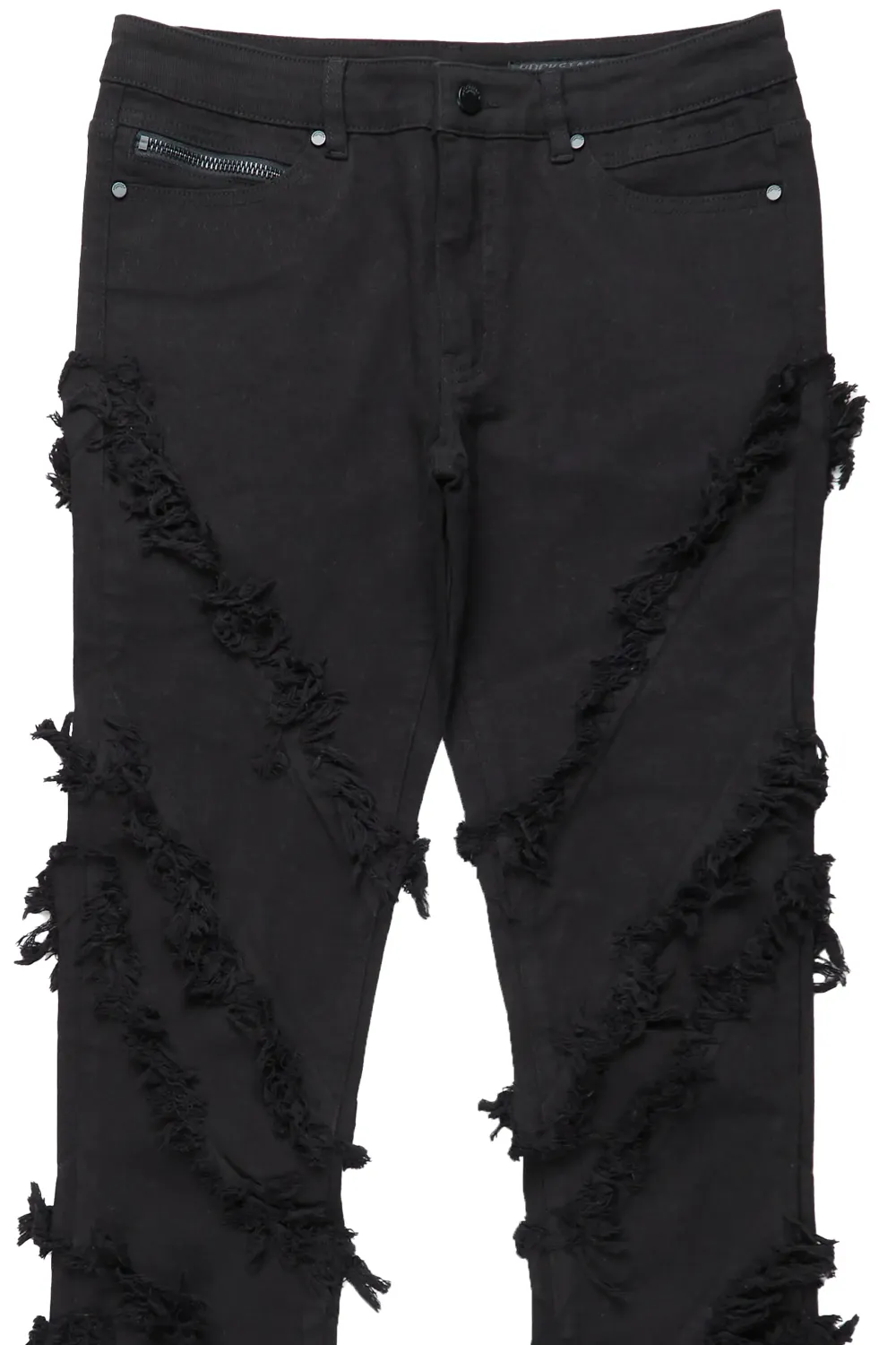 Ismael Black Stacked Flare Jean