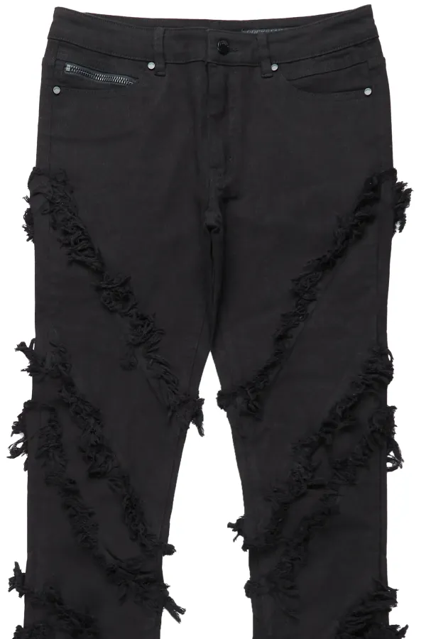 Ismael Black Stacked Flare Jean