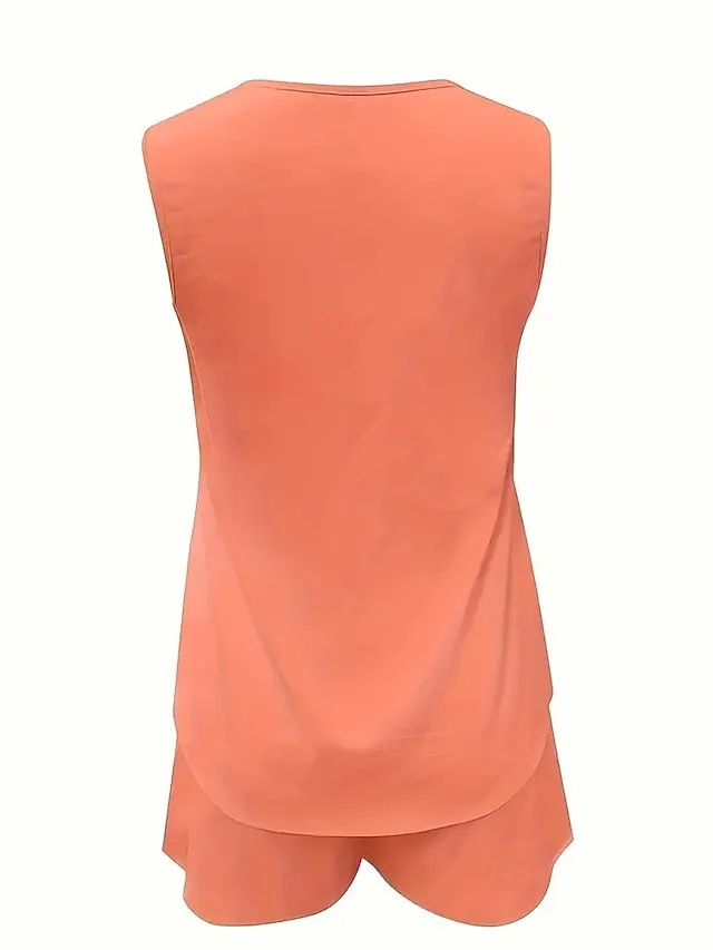Women's Tank Top Shorts Sets Solid Color Casual Daily Black Sleeveless Streetwear Daily Neon & Bright V Neck Fall & Winter
