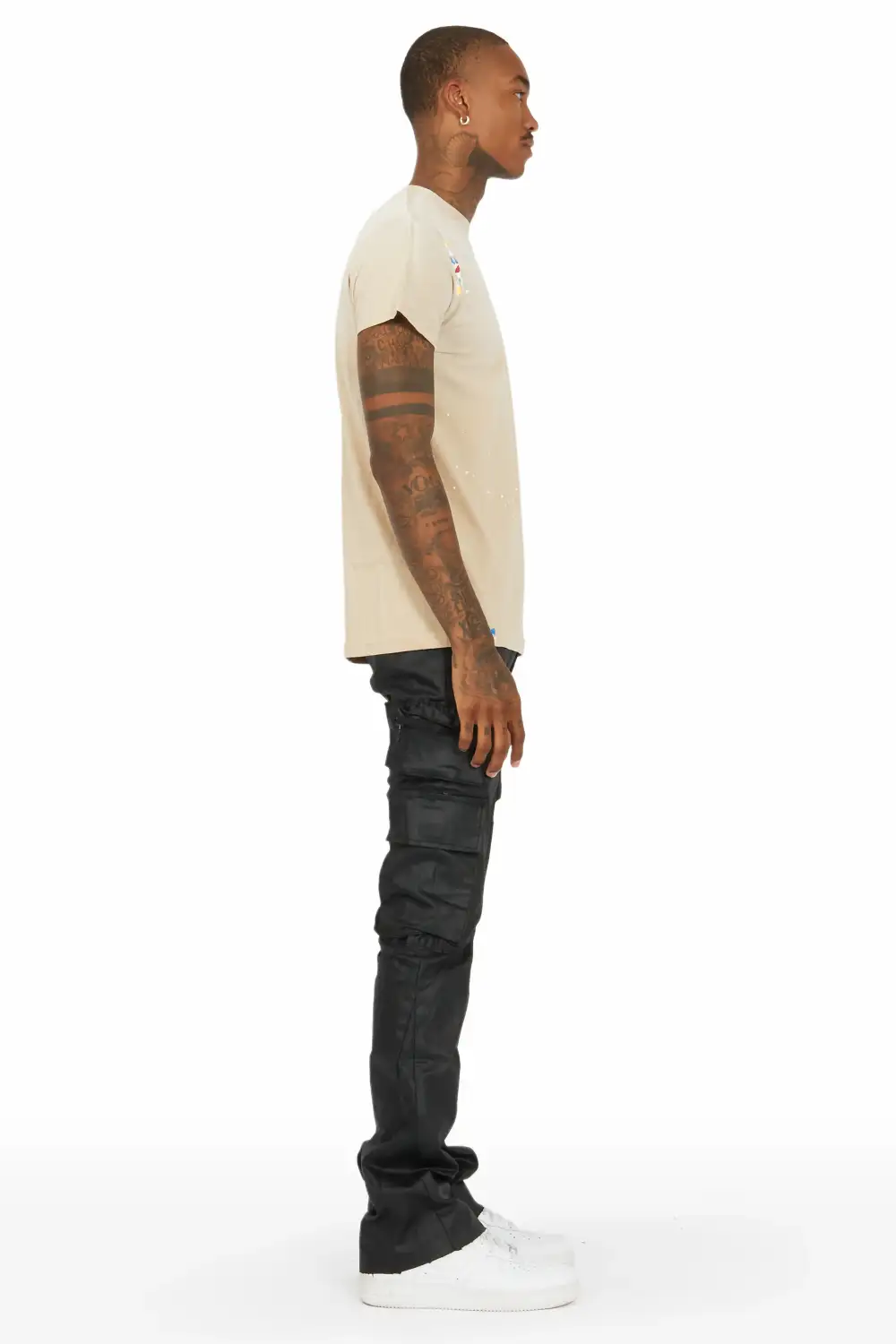 Ritz Black Coated Stacked Flare Jean
