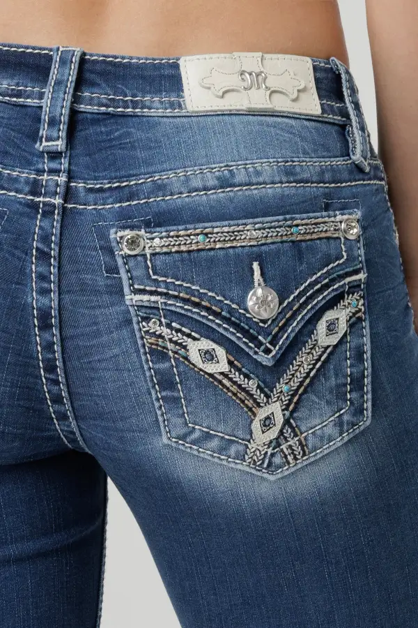 Stitched and Jaded Bootcut Jeans